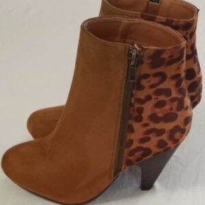 Ashley Blue Leopard Print Heeled Boots